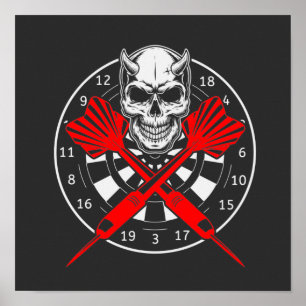 Dartboard Darts Skull Poster