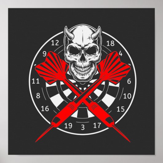 Dartboard Darts Skull Poster (Voorkant)