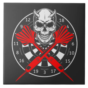 Dartboard Darts Skull Tegeltje