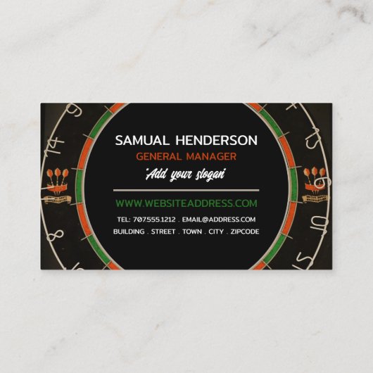 Dartboard Design, Darts Club Visitekaartje (Achterkant)