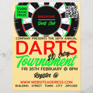 Dartboard Design, Darts Toernooi Adverteren Flyer