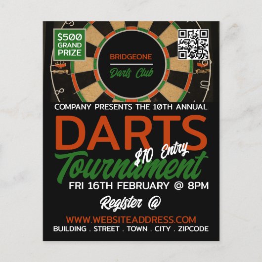 Dartboard Design, Darts Tournament Flyer (Voorkant)