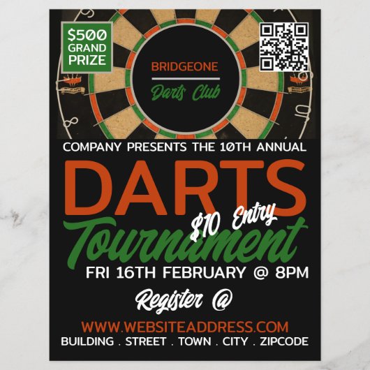 Dartboard Design, Darts Tournament Flyer (Voorkant)