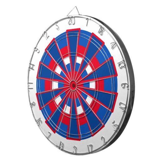 Dartboard - Driehoeken en cirkels Rood Blauw Dartbord (Voorkant Rechts)