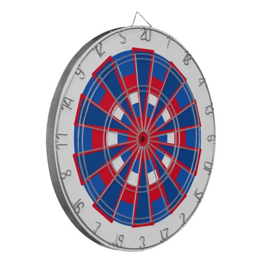 Dartboard - Driehoeken en cirkels Rood Blauw Dartbord (Voorkant Links)