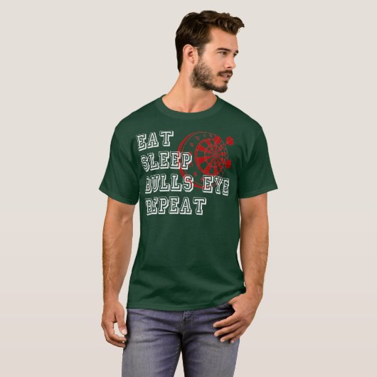 Dartboard Eat Slaap Bullseye Herhaal darter T-shirt (Voorkant volledig)
