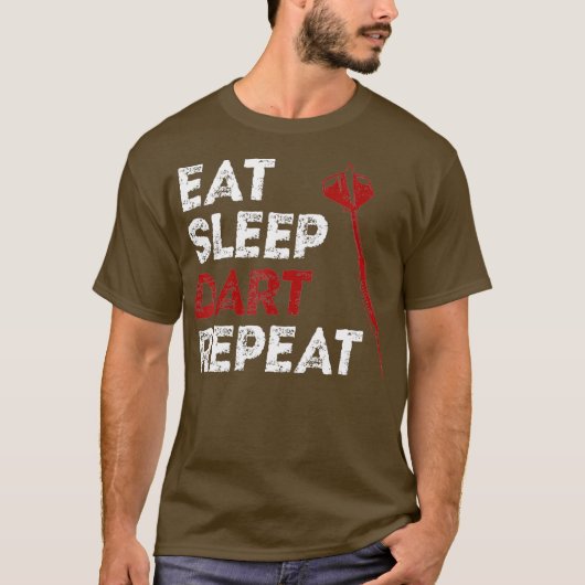 Dartboard Eet Slaap Dart Herhaal Dart Speler T-shirt (Voorkant)
