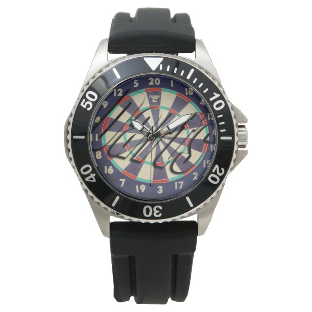 Dartboard en Darts Logo, Horloge (Voorkant)