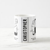 Dartboard in de slaapkamer. Funny Cartoon Koffiemok (Center)