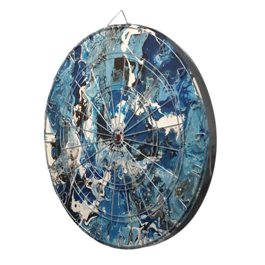 Dartboard in Modern Blue Art Dartbord (Voorkant Rechts)