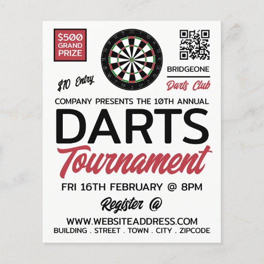 Dartboard Logo Design, Darts Toernooi Advertentie Flyer (Voorkant)