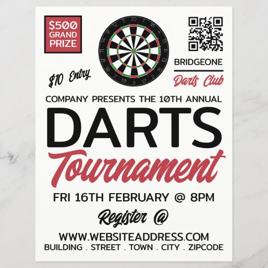 Dartboard Logo Design, Darts Toernooi Advertentie Flyer (Voorkant)