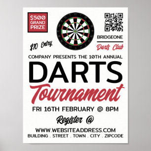 Dartboard Logo Design, Darts Toernooi Advertentie Poster