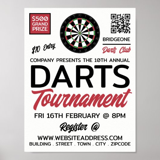 Dartboard Logo Design, Darts Toernooi Advertentie Poster (Voorkant)