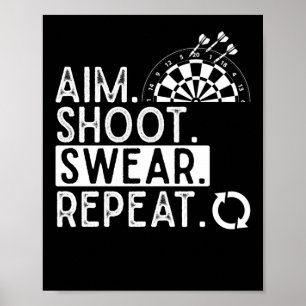 Dartboard Men Dart Player Poster