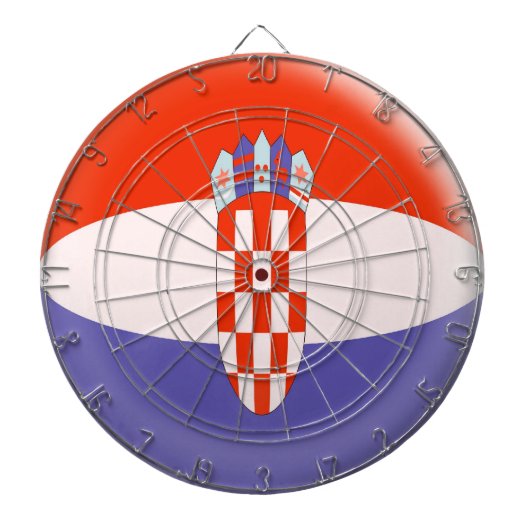 Dartboard met 6 darts Kroatische vlag Dartbord (Voorkant)