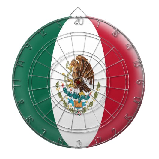 Dartboard met 6 darts Mexicaanse vlag Dartbord (Voorkant)