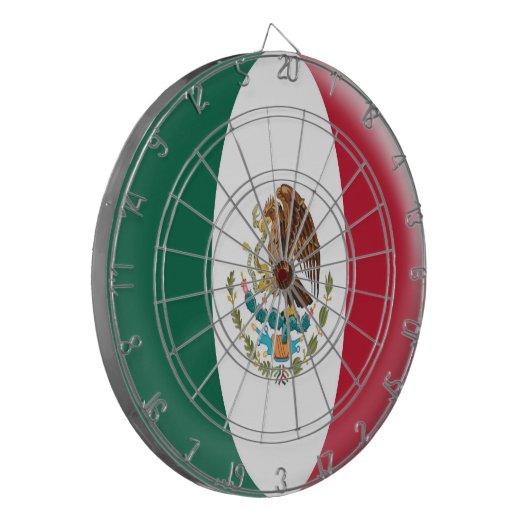 Dartboard met 6 darts Mexicaanse vlag Dartbord (Voorkant Links)