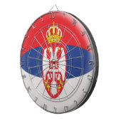 Dartboard met 6 darts Servische vlag Dartbord (Voorkant Rechts)