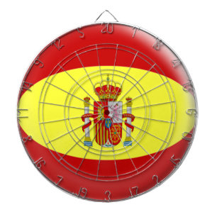Dartboard met 6 darts Spaanse vlag Dartbord