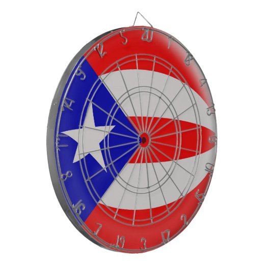 Dartboard met 6 donts Puerto Rico vlag Dartbord (Voorkant Links)