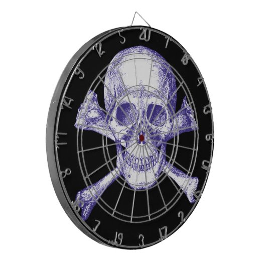 Dartboard met Botten voor schedel en dwars Dartbord (Voorkant Links)