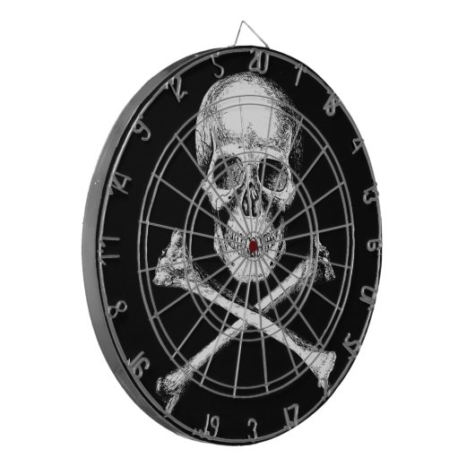 Dartboard met Botten voor schedel en dwars Dartbord (Voorkant Links)