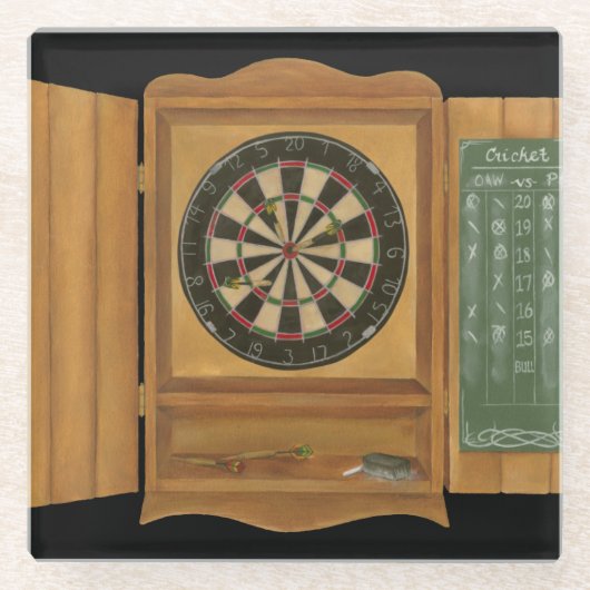 Dartboard met cricket Scoring Glazen Onderzetter (Voorkant)