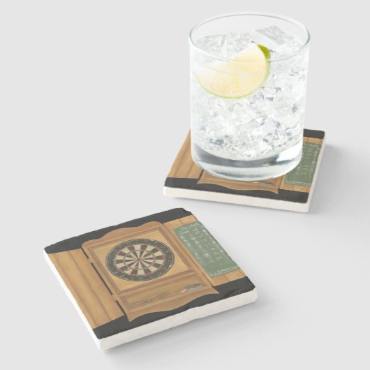 Dartboard met Cricket Scoring Stenen Onderzetter (Zijkant)