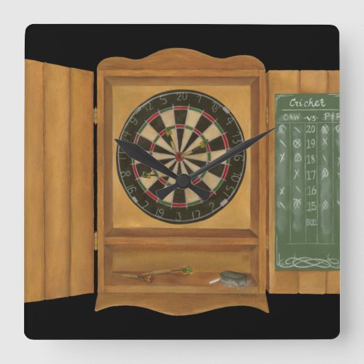 Dartboard met Cricket Scoring Vierkante Klok (Voorkant)