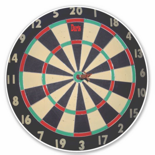 Dartboard met dart, sticker (Voorkant)
