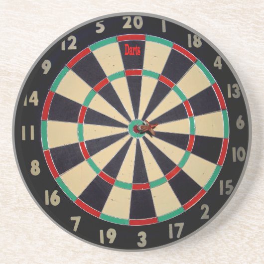 Dartboard met een kleed in de Bullseye, Zandsteen Onderzetter (Voorkant)