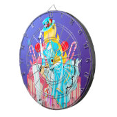 Dartboard met gehakte dame op 'Birthday Cake' Dartbord (Voorkant Rechts)