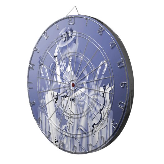 Dartboard met gehakte dame op 'Birthday Cake' Dartbord (Voorkant Rechts)