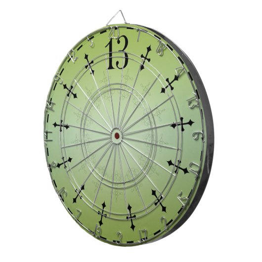 Dartboard met geprojecteerde 13e-uursklok dartbord (Voorkant Rechts)
