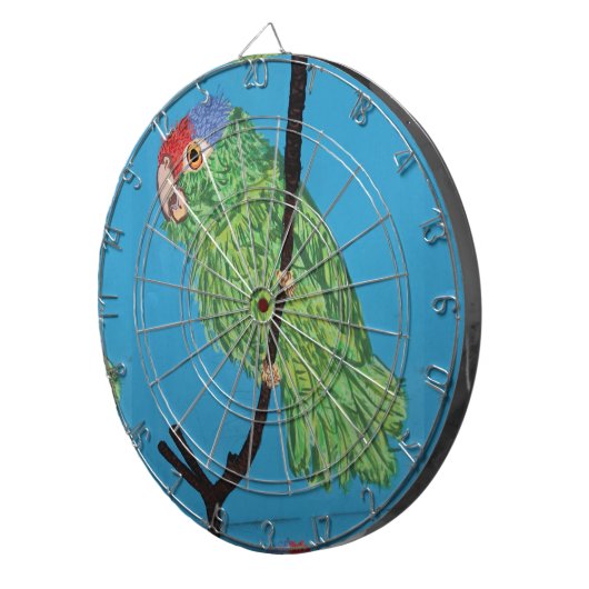 dartboard met groene papegaai dartbord (Voorkant Rechts)