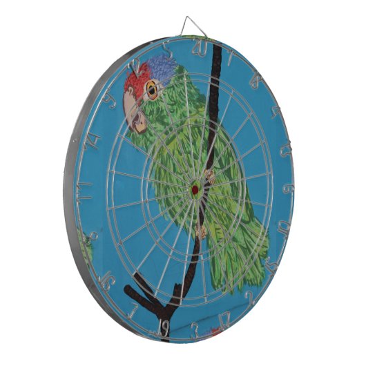 dartboard met groene papegaai dartbord (Voorkant Links)