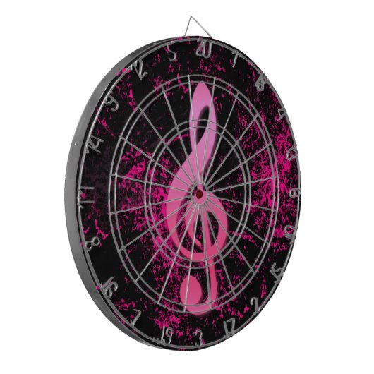 Dartboard met symbool voor muzieknotitie dartbord (Voorkant Links)