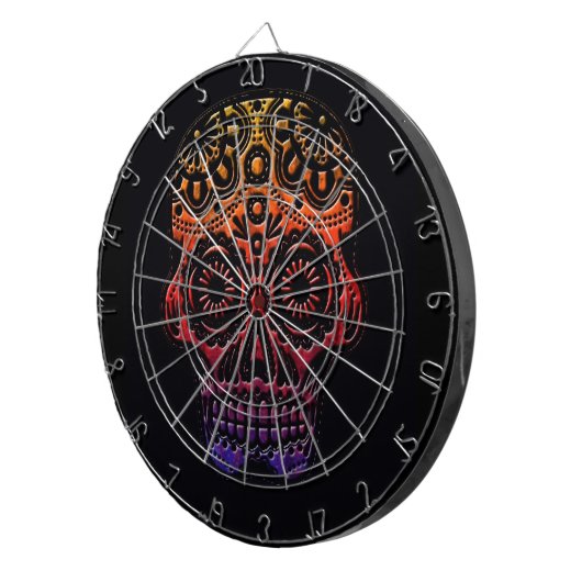 Dartboard met tribale schedel dartbord (Voorkant Rechts)