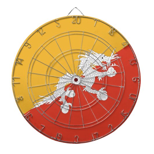 Dartboard met vlag van Bhutan Dartbord (Voorkant)