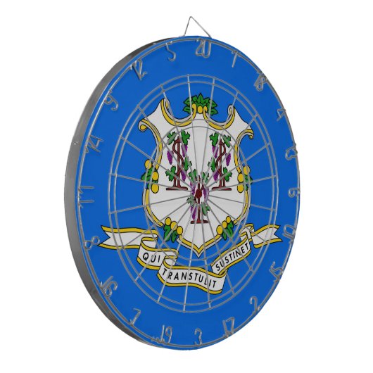 Dartboard met vlag van Connecticut, Verenigde Stat Dartbord (Voorkant Links)