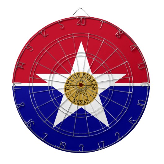 Dartboard met vlag van Dallas City, VS Dartbord (Voorkant)