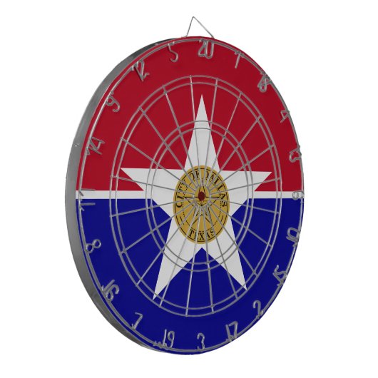 Dartboard met vlag van Dallas City, VS Dartbord (Voorkant Links)