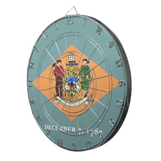 Dartboard met vlag van Delaware, Verenigde Staten Dartbord (Voorkant Rechts)