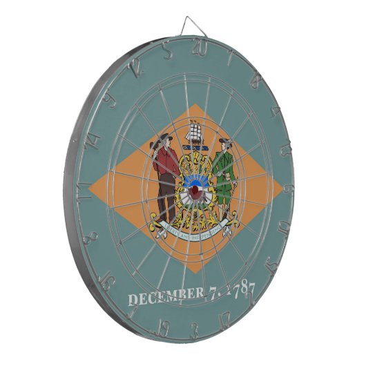 Dartboard met vlag van Delaware, Verenigde Staten Dartbord (Voorkant Links)