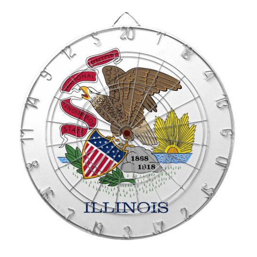 Dartboard met vlag van Illinois, Verenigde Staten Dartbord (Voorkant)