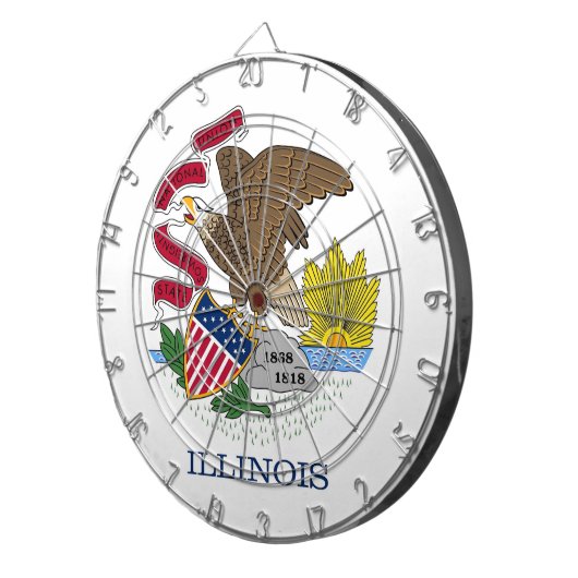 Dartboard met vlag van Illinois, Verenigde Staten Dartbord (Voorkant Rechts)