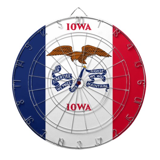 Dartboard met vlag van Iowa, Verenigde Staten Dartbord (Voorkant)
