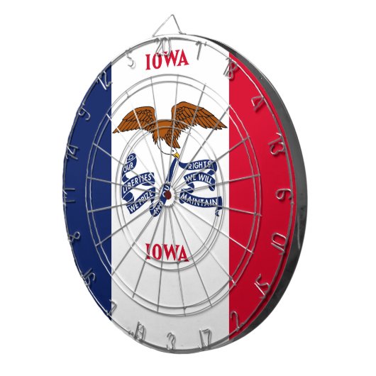 Dartboard met vlag van Iowa, Verenigde Staten Dartbord (Voorkant Rechts)