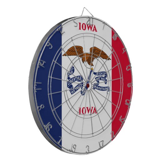 Dartboard met vlag van Iowa, Verenigde Staten Dartbord (Voorkant Links)